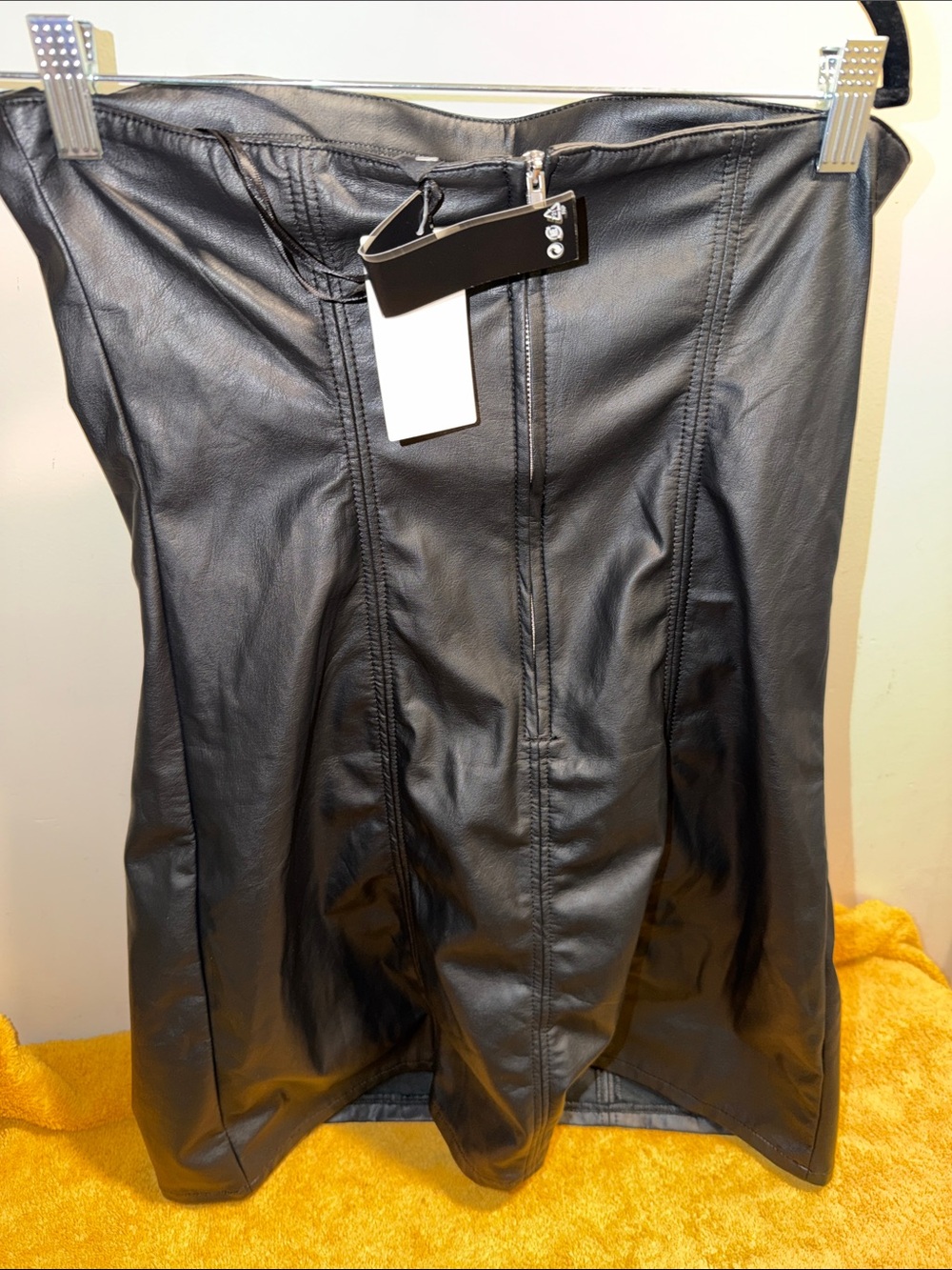 H&M Black Faux Leather Pencil Skirt